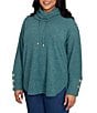 Ruby Rd. Plus Size Knit Cowl Neck Long Sleeve Cozy Top, Color:Forest - Image 4