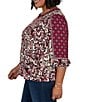Ruby Rd. Plus Size Knit English Foliage V-Neck 3/4 Sleeve Top - Image 3