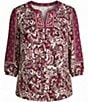 Ruby Rd. Plus Size Knit English Foliage V-Neck 3/4 Sleeve Top - Image 4