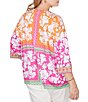 Ruby Rd. Plus Size Knit Floral Patchwork Print V-Neck 3/4 Sleeve Top - Image 2