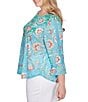 Color:Paro Multi - Image 3 - Plus Size Knit Floral Print Crew Neck 3/4 Sleeve Top Product Name