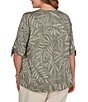 Ruby Rd. Plus Size Knit Fronds Puff Envelope Neckline Short Tie Sleeves Top - Image 2