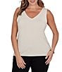 Ruby Rd. Plus Size Knit Jersey Reversable Neckline Sleeveless Tank - Image 1