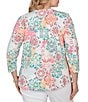 Ruby Rd. Plus Size Knit Medallion Floral Square Neck 3/4 Sleeve Top - Image 2