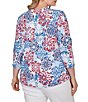 Ruby Rd. Plus Size Knit Medallion Floral Square Neck 3/4 Sleeve Top - Image 6