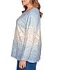 Ruby Rd. Plus Size Knit Medallion Scoop Neck Long Sleeve Top, Color:Bluebell Multi - Image 3
