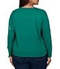 Ruby Rd. Plus Size Knit Merry & Bright Holiday Light Scoop Neck Long Sleeve Sweater - Image 2