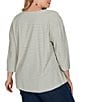 Ruby Rd. Plus Size Knit Stripe Boat Neck 3/4 Sleeve Top - Image 2