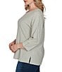 Ruby Rd. Plus Size Knit Stripe Boat Neck 3/4 Sleeve Top - Image 3