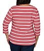 Ruby Rd. Plus Size Knit Stripe Football Bow Boat Neck 3/4 Sleeve Tee - Image 2
