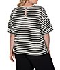 Ruby Rd. Plus Size Knit Stripe Scoop Neck Short Fringe Sleeve Tee - Image 2