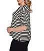 Ruby Rd. Plus Size Knit Stripe Scoop Neck Short Fringe Sleeve Tee - Image 3