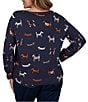 Ruby Rd. Plus Size Knit Tiny Dog Boat Neck Long Sleeve Sweater - Image 2