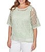Ruby Rd. Plus Size Lace Layered Tonal Tank Open-Work Knit Sweater - Image 4