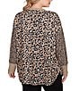 Ruby Rd. Plus Size Leopard Ribbed Crew Neck Long Sleeve Top, Color:Tan Heather Multi - Image 2