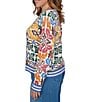 Ruby Rd. Plus Size Lightweight Knit Bold Floral Striped Trim Boat Neck Long Sleeve Sweater - Image 3