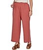 Ruby Rd. Plus Size Lightweight Ramie Lace Trim Sideseam Detail Wide-Leg Pull-On Pants - Image 3