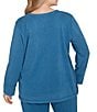 Ruby Rd. Plus Size Luxe Rib Knit V-Neck Long Sleeve Popover Top, Color:Lake Blue - Image 2