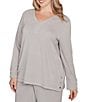 Ruby Rd. Plus Size Luxe Rib Knit V-Neck Long Sleeve Popover Top, Color:Gray Heather - Image 4