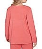 Ruby Rd. Plus Size Luxe Rib Knit V-Neck Long Sleeve Popover Top, Color:Bright Coral - Image 2