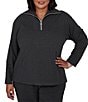Ruby Rd. Plus Size Luxe Rib Knit Portrait Long Sleeve Quarter Zip Pullover Top - Image 4