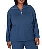 Ruby Rd. Plus Size Luxe Rib Knit Portrait Long Sleeve Quarter Zip Pullover Top - Image 1