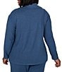 Ruby Rd. Plus Size Luxe Rib Knit Portrait Long Sleeve Quarter Zip Pullover Top - Image 2
