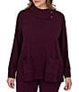 Ruby Rd. Plus Size Luxe Rib Knit Split Cowl Neck Long Sleeve Pullover - Image 1