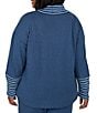 Ruby Rd. Plus Size Luxe Ribbed Knit Combo Fair Isle Trim Cowl Neck Long Sleeve Sweater - Image 2