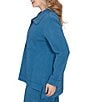 Ruby Rd. Plus Size Luxe Ribbed Knit Mock Neck Long Sleeve Top, Color:Lake Blue - Image 3