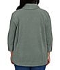 Ruby Rd. Plus Size Luxe Ribbed Knit Y-Neck 3/4 Sleeve Coordinating Top, Color:Loden Heather - Image 2