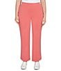 Ruby Rd. Plus Size Luxe Ribbed Textured Straight Leg Pull-On Pants, Color:Bright Coral - Image 1
