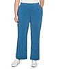 Ruby Rd. Plus Size Luxe Ribbed Textured Straight Leg Pull-On Pants, Color:Lake Blue - Image 1