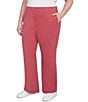 Ruby Rd. Plus Size Luxe Ribbed Wide-Leg Pull-On Coordinating Pants, Color:Sangria Heather - Image 4