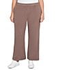 Ruby Rd. Plus Size Luxe Ribbed Wide-Leg Pull-On Coordinating Pants, Color:Espresso Heather - Image 4