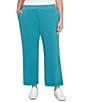 Ruby Rd. Plus Size Luxe Ribbed Wide-Leg Pull-On Coordinating Pants, Color:Teal Heather - Image 1