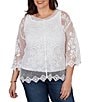 Ruby Rd. Plus Size Medallion Crochet Lace Scoop Neck 3/4 Sleeve Top - Image 5
