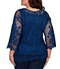 Ruby Rd. Plus Size Medallion Crochet Lace Scoop Neck 3/4 Sleeve Top - Image 2
