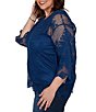 Ruby Rd. Plus Size Medallion Crochet Lace Scoop Neck 3/4 Sleeve Top - Image 3