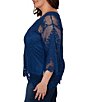Ruby Rd. Plus Size Medallion Crochet Lace Scoop Neck 3/4 Sleeve Top - Image 4
