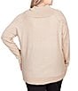 Color:Oat Multi - Image 2 - Plus Size Metallic Detail Cowl Neck Embellished Sleeve Pullover Sweater