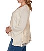 Ruby Rd. Plus Size Mixed Knit 3/4 Sleeve Crochet Lace Open-Front Coordinating Cardigan - Image 3