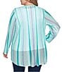 Ruby Rd. Plus Size Multicolor Stripe Long Sleeve Open-Front Cardigan, Color:Julep Multi - Image 2