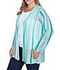 Ruby Rd. Plus Size Multicolor Stripe Long Sleeve Open-Front Cardigan, Color:Julep Multi - Image 3