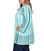 Ruby Rd. Plus Size Multicolor Stripe Long Sleeve Open-Front Cardigan, Color:Julep Multi - Image 4