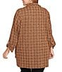 Ruby Rd. Plus Size Notch Lapel Collar Long Roll-Tab Sleeve Open Front Tweed Jacket, Color:Chestnut - Image 2
