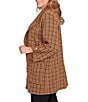 Ruby Rd. Plus Size Notch Lapel Collar Long Roll-Tab Sleeve Open Front Tweed Jacket, Color:Chestnut - Image 3