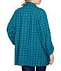 Ruby Rd. Plus Size Notch Lapel Collar Long Roll-Tab Sleeve Open Front Tweed Jacket, Color:Teal Multi - Image 2