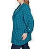 Ruby Rd. Plus Size Notch Lapel Collar Long Roll-Tab Sleeve Open Front Tweed Jacket, Color:Teal Multi - Image 3