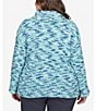 Color:Turquoise Multi - Image 2 - Plus Size Nubby Knit Space Dye Funnel Neck Sweater
